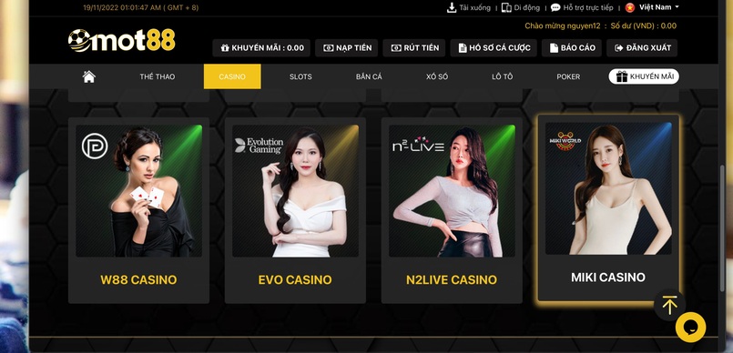 Các tính năng chính của Mot88 Casino